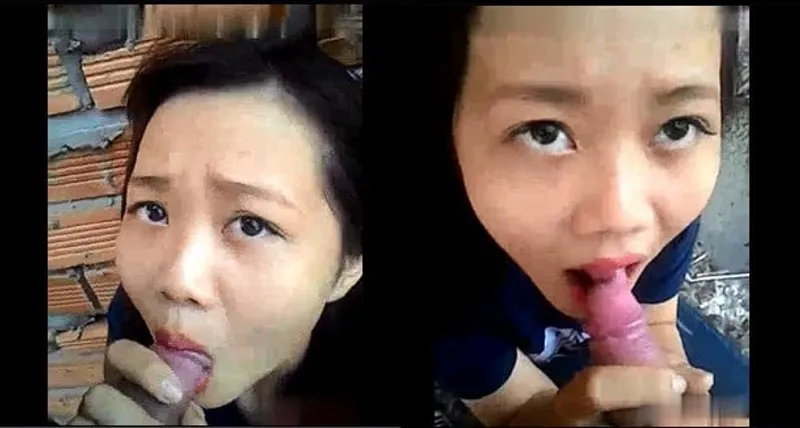 Cô bạn gái liếm cặc ở vườn sau nhà